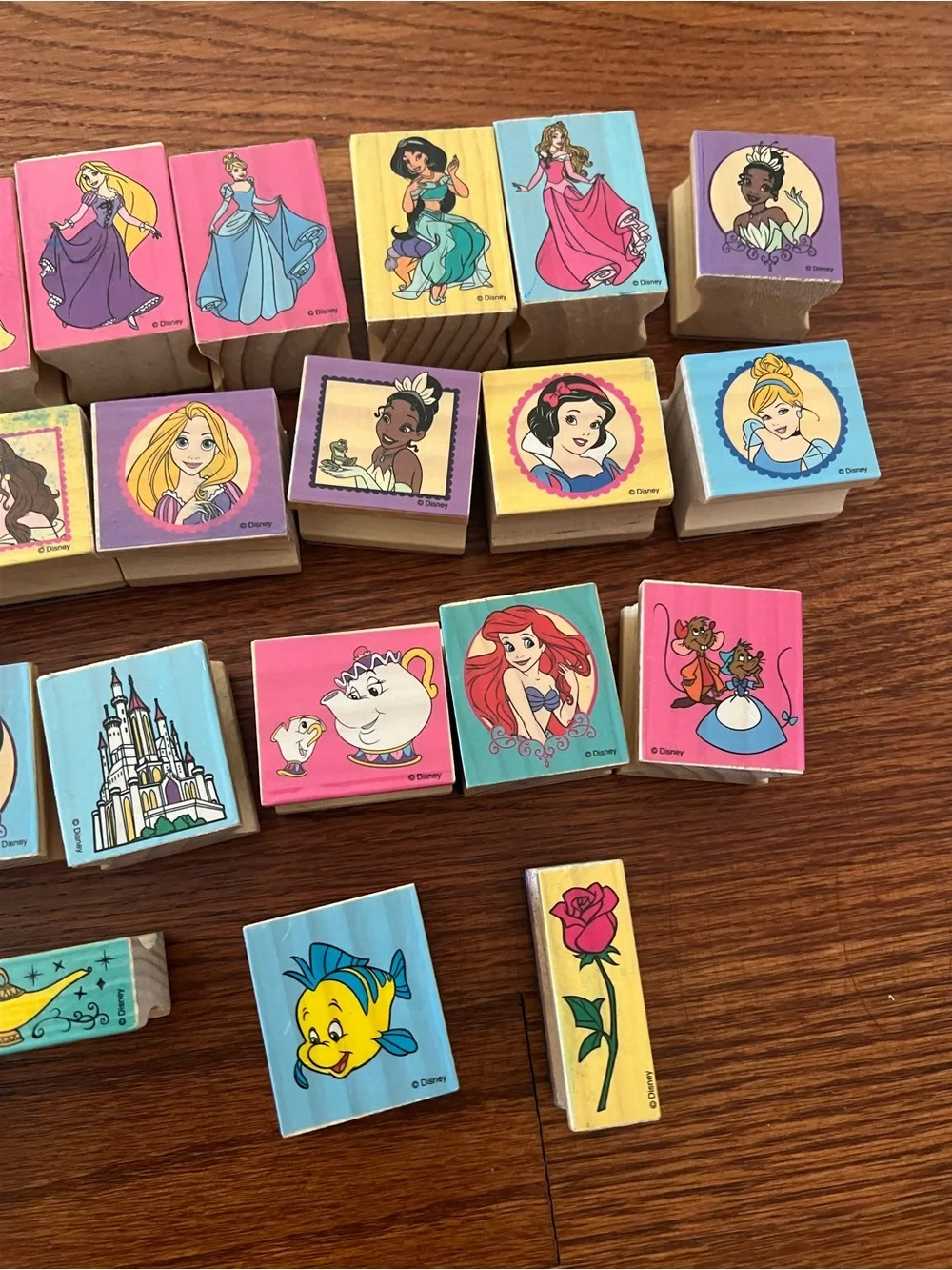 Rubber Stamps Disney Princess Ariel Cinderella Snow White Wood Mounted Lot of 28